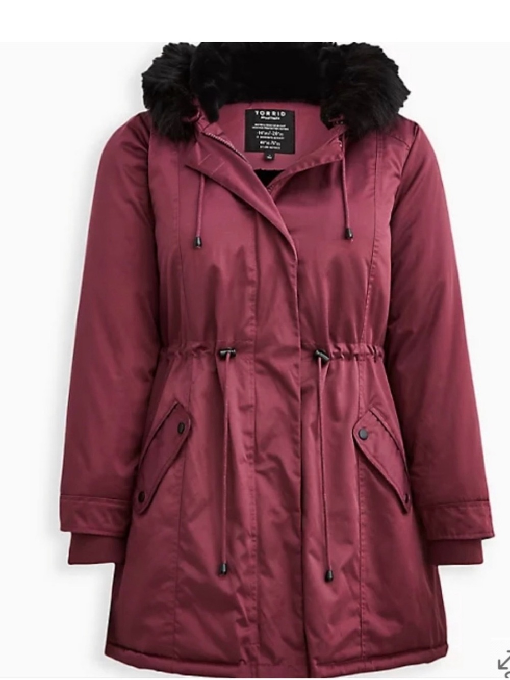 torrid Burgundy Parka with Black Faux-Fur Hood